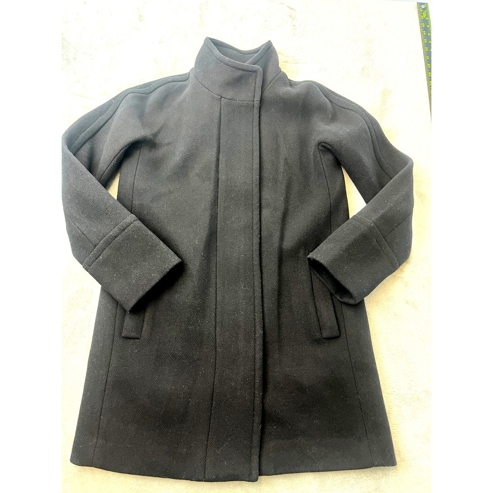 J.Crew Re-Imagined Wool Blend Funnel Neck Cocoon Coat Black Womens Size 2